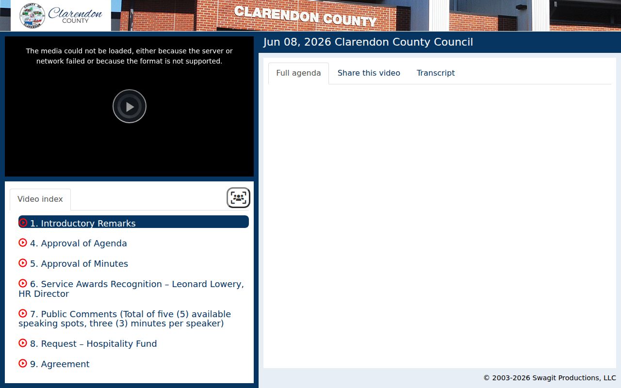 Clarendon County Council meeting record discussing a proposed Summerton police-service agreement