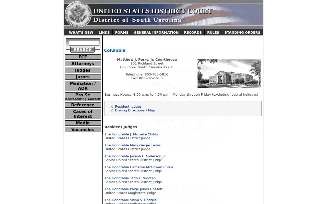 Clarendon County most wanted reference to the federal court location serving South Carolina cases